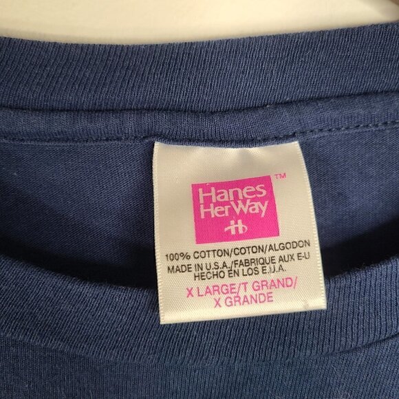 Vintage Hanes Teddy Bear Navy Blue American Flag Beaded Fringe Shirt - Picture 6 of 6